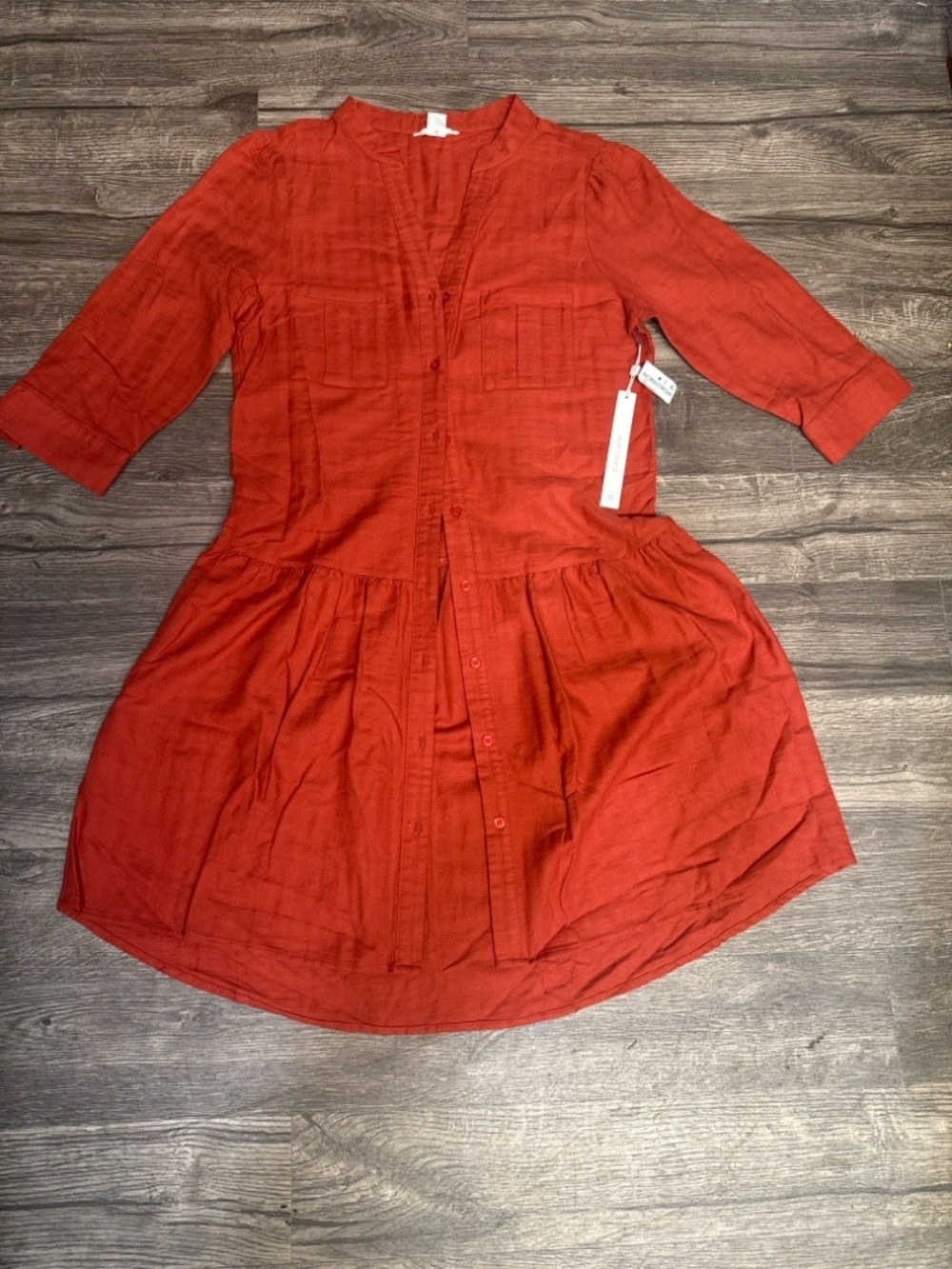 Caslon Rust Button-Front Mini Dress - Picture 2 of 7